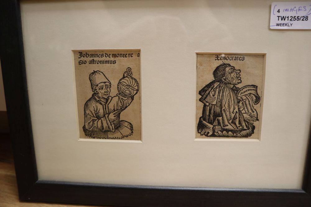 Lucas van Leyden (1494-1533), two engravings from The Small Passion and two small woodcut portraits from the Nuremberg Chronicle